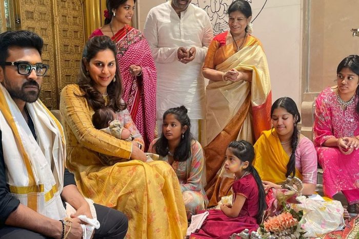 A divine atmosphere takes over the Konidela home as Mega star @KChiruTweets celebrates Vinayaka Chavithi along with @alwaysramcharan & @upasanakonidela 's baby, #KlinKaara